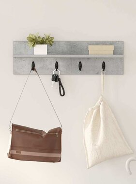 VidaXL Wandgemonteerde kapstok met plank Betongrijs 60 x 10.5 x 18 cm