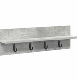 VidaXL Wandgemonteerde kapstok met plank Betongrijs 60 x 10.5 x 18 cm