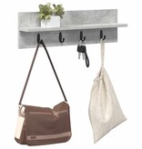 VidaXL Wandgemonteerde kapstok met plank Betongrijs 60 x 10.5 x 18 cm