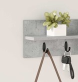 VidaXL Wandgemonteerde kapstok met plank Betongrijs 60 x 10.5 x 18 cm