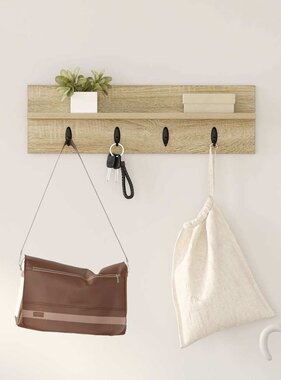 VidaXL Wandgemonteerde kapstok Sonoma eiken 60 x 10.5 x 18 cm