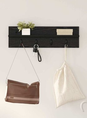VidaXL Wandgemonteerde kapstok met plank Zwart eiken 60 x 10.5 x 18 cm