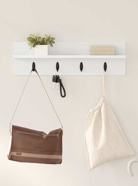 VidaXL Wandgemonteerde kapstok Wit 60 x 10.5 x 18 cm Bewerkt hout