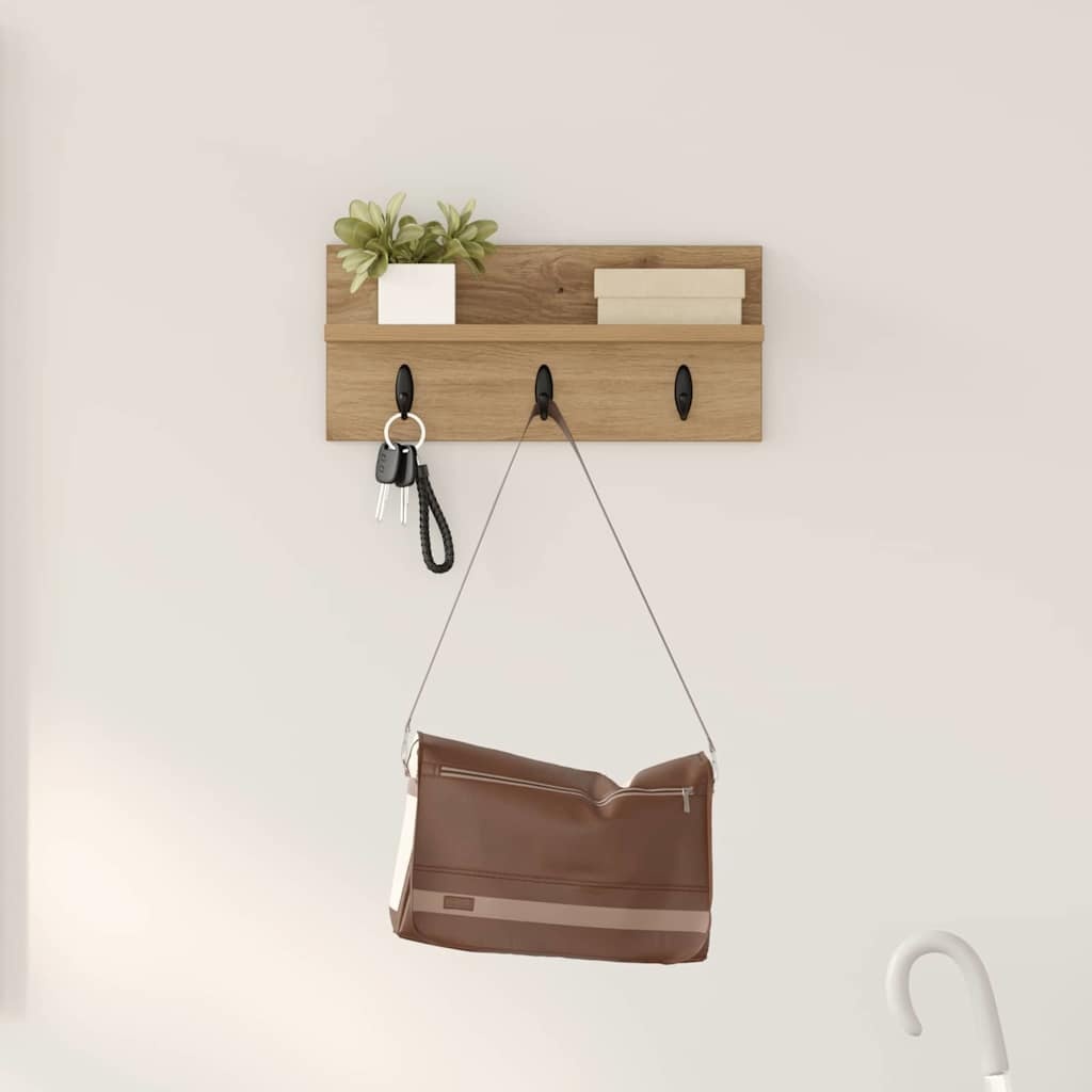 VidaXL Wandgemonteerde kapstok met plank artisanaal eikenkleurig