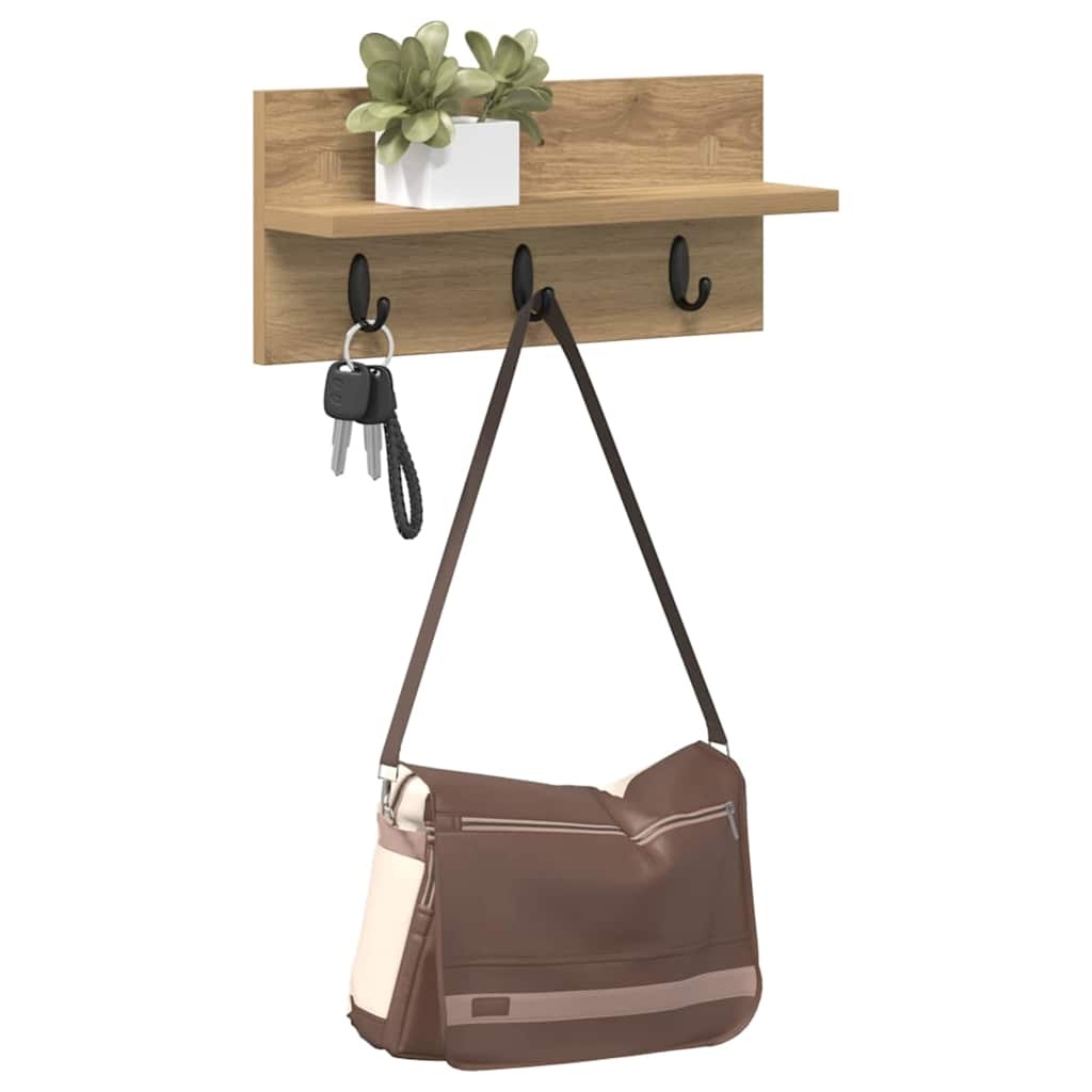 VidaXL Wandgemonteerde kapstok met plank artisanaal eikenkleurig