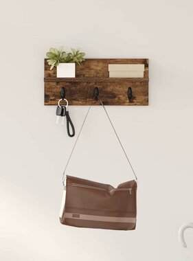 VidaXL Wandgemonteerde kapstok Gerookt eiken 40 x 10.5 x 18 cm