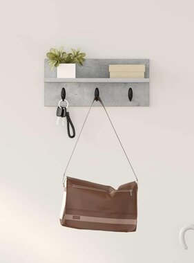 VidaXL Wandgemonteerde kapstok met plank Betongrijs 40 x 10.5 x 18 cm