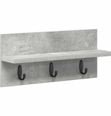 VidaXL Wandgemonteerde kapstok met plank Betongrijs 40 x 10.5 x 18 cm