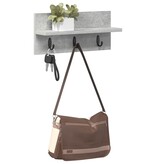 VidaXL Wandgemonteerde kapstok met plank Betongrijs 40 x 10.5 x 18 cm