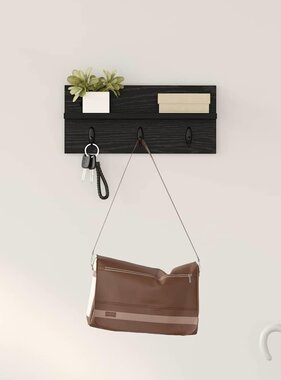 VidaXL Wandgemonteerde kapstok met plank Zwart eiken 40 x 10.5 x 18 cm