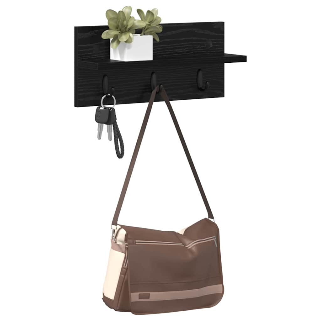 VidaXL Wandgemonteerde kapstok met plank Zwart eiken 40 x 10.5 x 18 cm