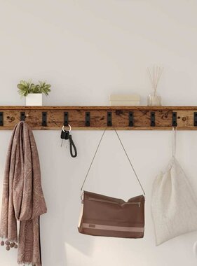 VidaXL Wandgemonteerde kapstok met plank Oud hout 100 x 10.5 x 10.5 cm
