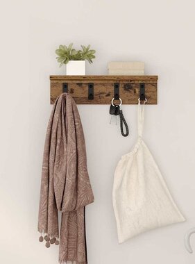 VidaXL Wandgemonteerde kapstok met plank Oud hout 40 x 10.5 x 10.5 cm