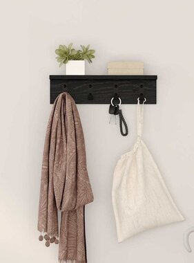 VidaXL Wandgemonteerde kapstok Zwart eiken 40 x 10.5 x 10.5 cm