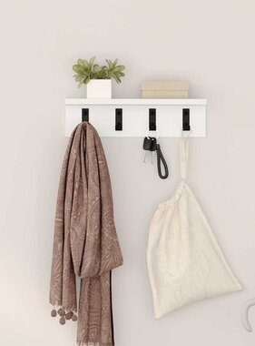 VidaXL Wandgemonteerde kapstok Wit 40 x 10.5 x 10.5 cm Bewerkt hout