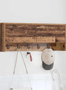 VidaXL Wandgemonteerde kapstok Oud hout 80 x 20 x 30 cm Bewerkt hout