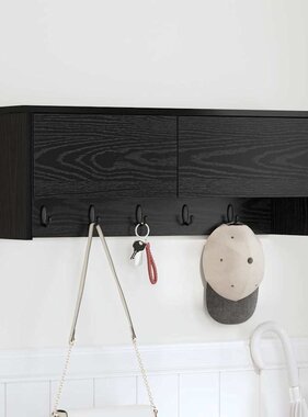 VidaXL Wandgemonteerde kapstok met plank Zwart eiken 80 x 20 x 30 cm