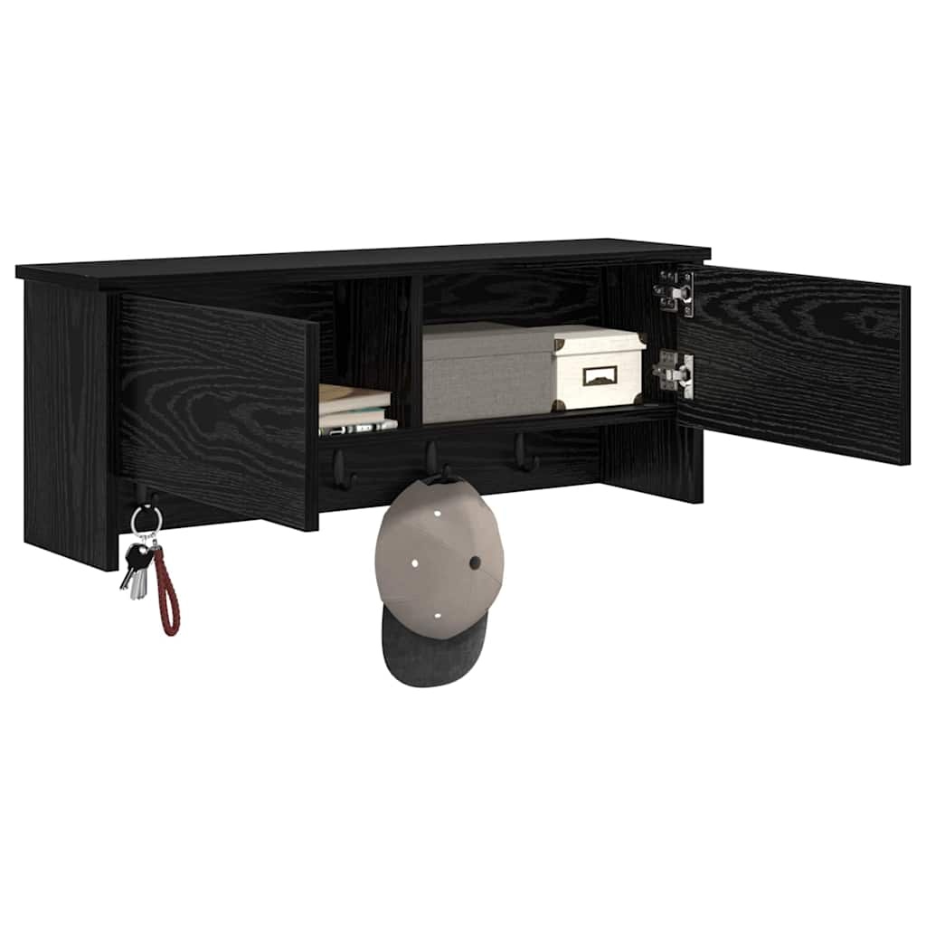 VidaXL Wandgemonteerde kapstok met plank Zwart eiken 80 x 20 x 30 cm