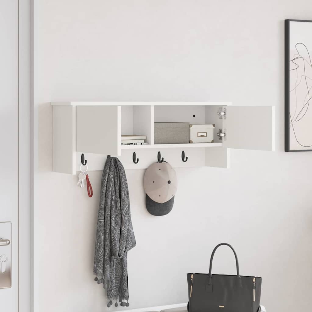 VidaXL Wandgemonteerde kapstok Wit 80 x 20 x 30 cm Bewerkt hout