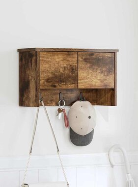 VidaXL Wandgemonteerde kapstok met plank Gerookt eiken 50 x 20 x 30 cm