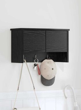 VidaXL Wandgemonteerde kapstok met plank Zwart eiken 50 x 20 x 30 cm