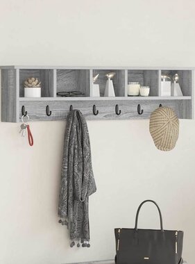 VidaXL Wandgemonteerde kapstok met plank Grijs sonoma 100 x 16 x 26 cm