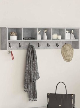 VidaXL Wandgemonteerde kapstok met plank Betongrijs 100 x 16 x 26 cm