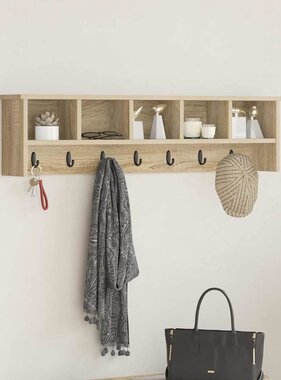 VidaXL Wandgemonteerde kapstok met plank Sonoma eiken 100 x 16 x 26 cm