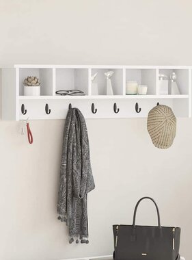 VidaXL Wandgemonteerde kapstok Wit 100 x 16 x 26 cm Bewerkt hout
