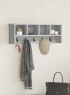 VidaXL Wandgemonteerde kapstok met plank Grijs sonoma 75 x 16 x 26 cm