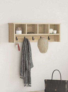 VidaXL Wandgemonteerde kapstok met plank Sonoma eiken 75 x 16 x 26 cm