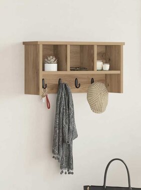 VidaXL Wandgemonteerde kapstok artisanaal eikenkleurig 50 x 16 x 26 cm