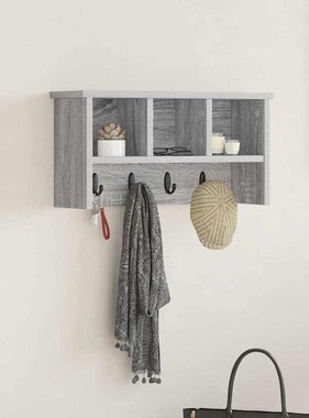VidaXL Wandgemonteerde kapstok met plank Grijs sonoma 50 x 16 x 26 cm