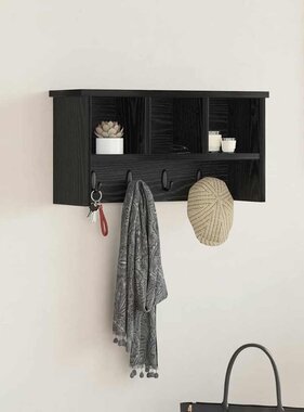 VidaXL Wandgemonteerde kapstok met plank Zwart eiken 50 x 16 x 26 cm