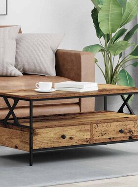 VidaXL Salontafel with Drawer Oud hout 100 x 51 x 45 cm Bewerkt hout