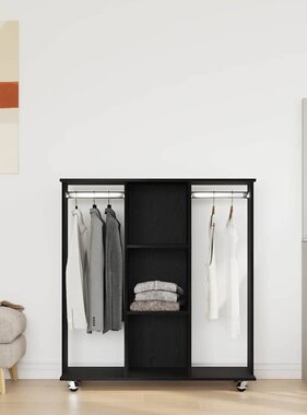 VidaXL Kledingkast met wiel Zwart eiken 102 x 38 x 110 cm Bewerkt hout