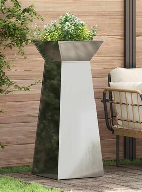 VidaXL Pilaar Plantenbak 2 pcs Zilver 40 x 40 x 100 cm