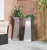 VidaXL Pilaar Plantenbak 2 pcs Zilver 40 x 40 x 100 cm