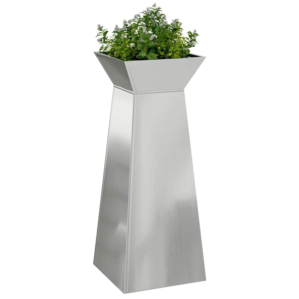 VidaXL Pilaar Plantenbak Zilver 40 x 40 x 100 cm