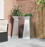 VidaXL Pilaar Plantenbak 2 pcs Zilver 40 x 40 x 100 cm
