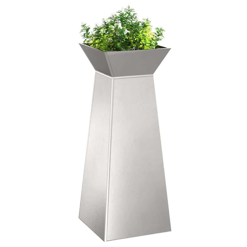 VidaXL Pilaar Plantenbak Zilver 40 x 40 x 100 cm