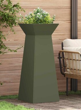 VidaXL Pilaar Plantenbak 2 pcs Olijfgroen 40 x 40 x 100 cm