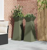 VidaXL Pilaar Plantenbak 2 pcs Olijfgroen 40 x 40 x 100 cm
