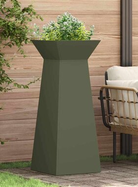 VidaXL Pilaar Plantenbak Olijfgroen 40 x 40 x 100 cm