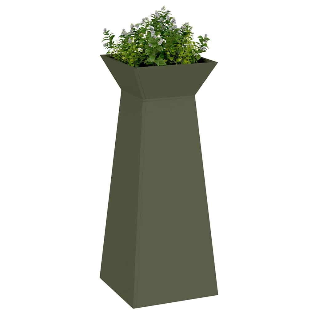 VidaXL Pilaar Plantenbak Olijfgroen 40 x 40 x 100 cm