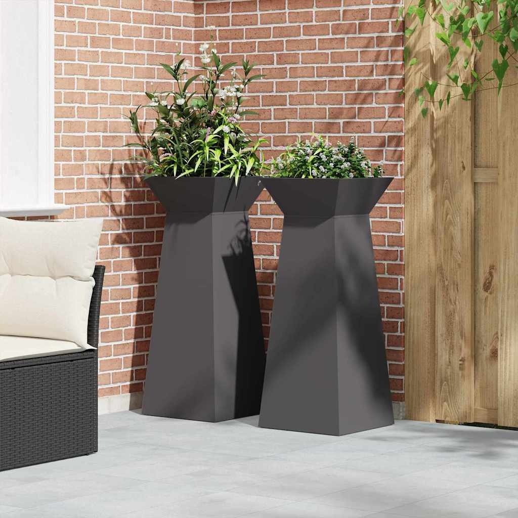 VidaXL Pilaar Plantenbak 2 pcs Zwart 40 x 40 x 100 cm