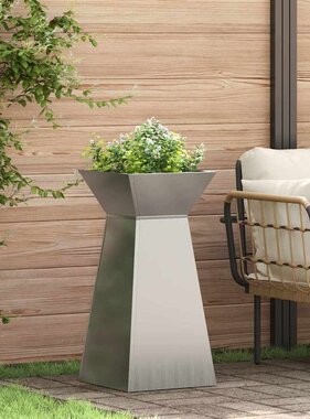 VidaXL Pilaar Plantenbak 2 pcs Zilver 35 x 35 x 73 cm