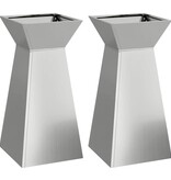 VidaXL Pilaar Plantenbak 2 pcs Zilver 35 x 35 x 73 cm