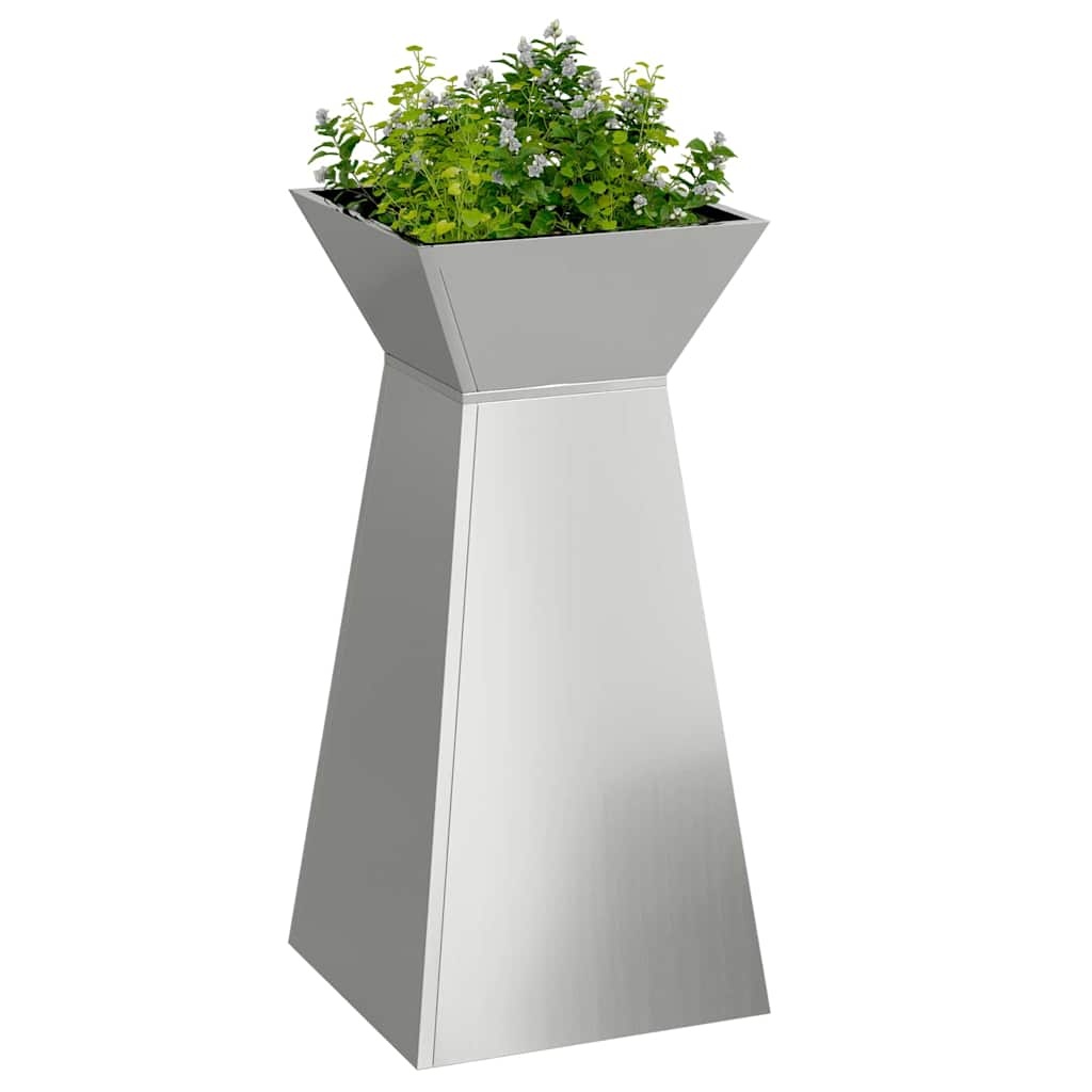 VidaXL Pilaar Plantenbak Zilver 35 x 35 x 73 cm