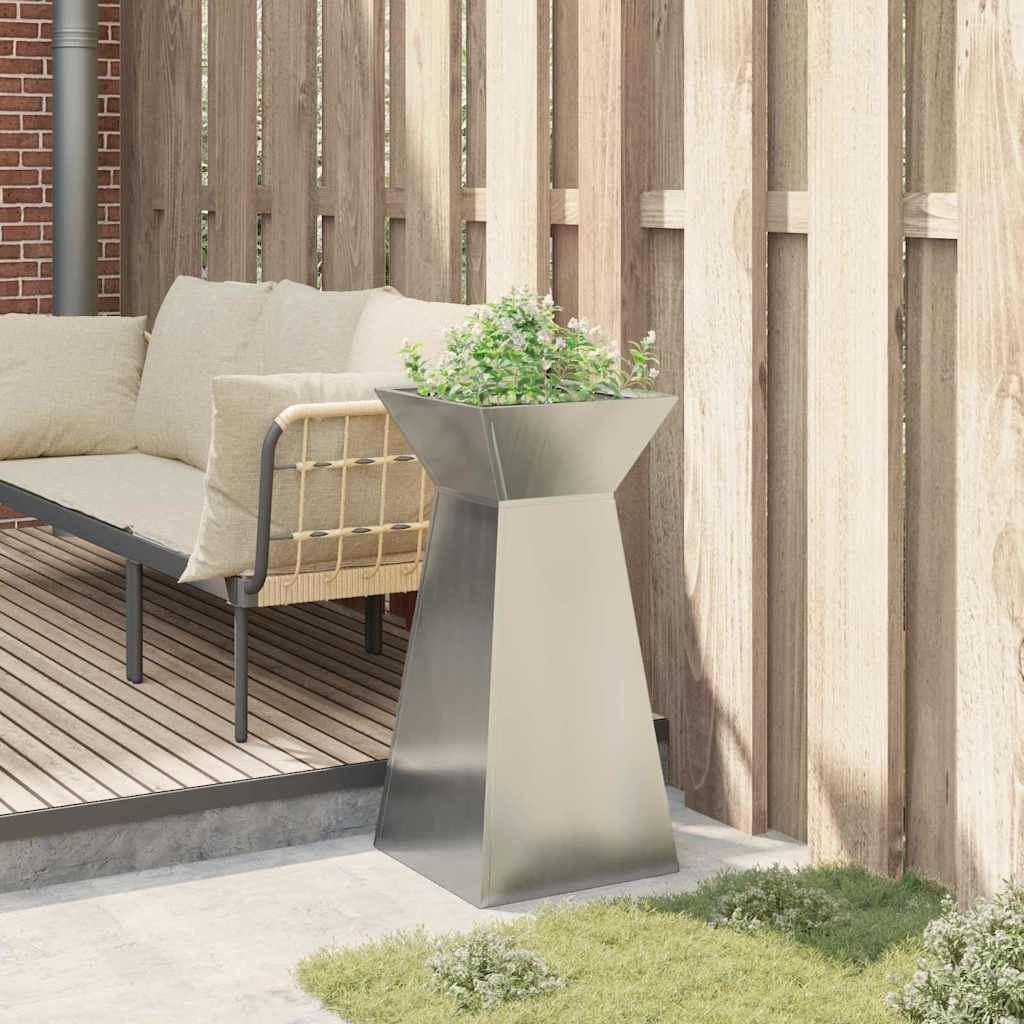 VidaXL Pilaar Plantenbak Zilver 35 x 35 x 73 cm